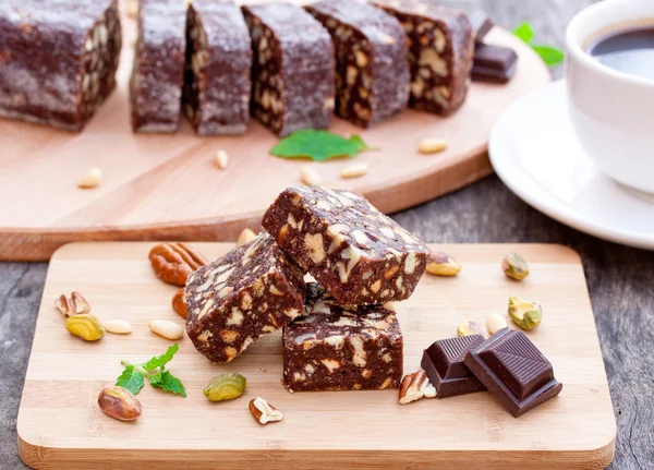 Chocolate brownie with nuts — Stock Photo, Image